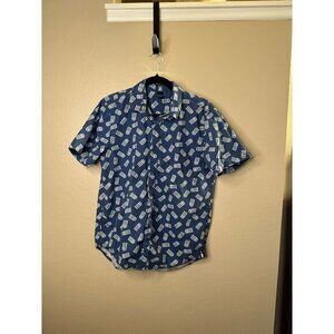 BBC Hot Topic Men's Blue Shirt Size S short sleeve collared button‎ up cotton